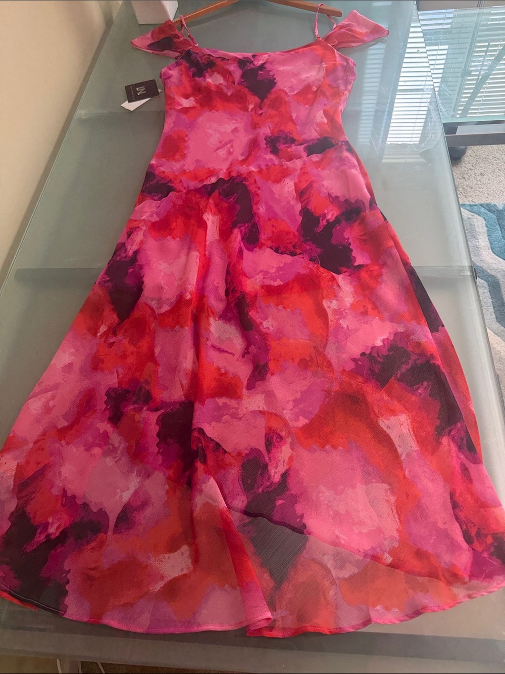 IN SAN Francisco Watercolor Slip Dress Size XL Romantic Wedding Guest Dress - Picture 7 of 7